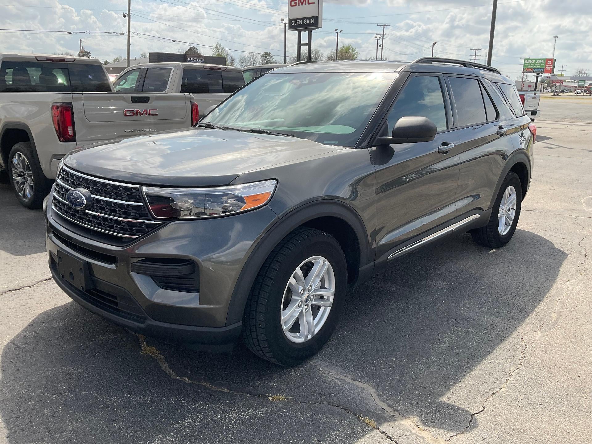 2020 Ford Explorer XLT in Gray — front three-quarter view