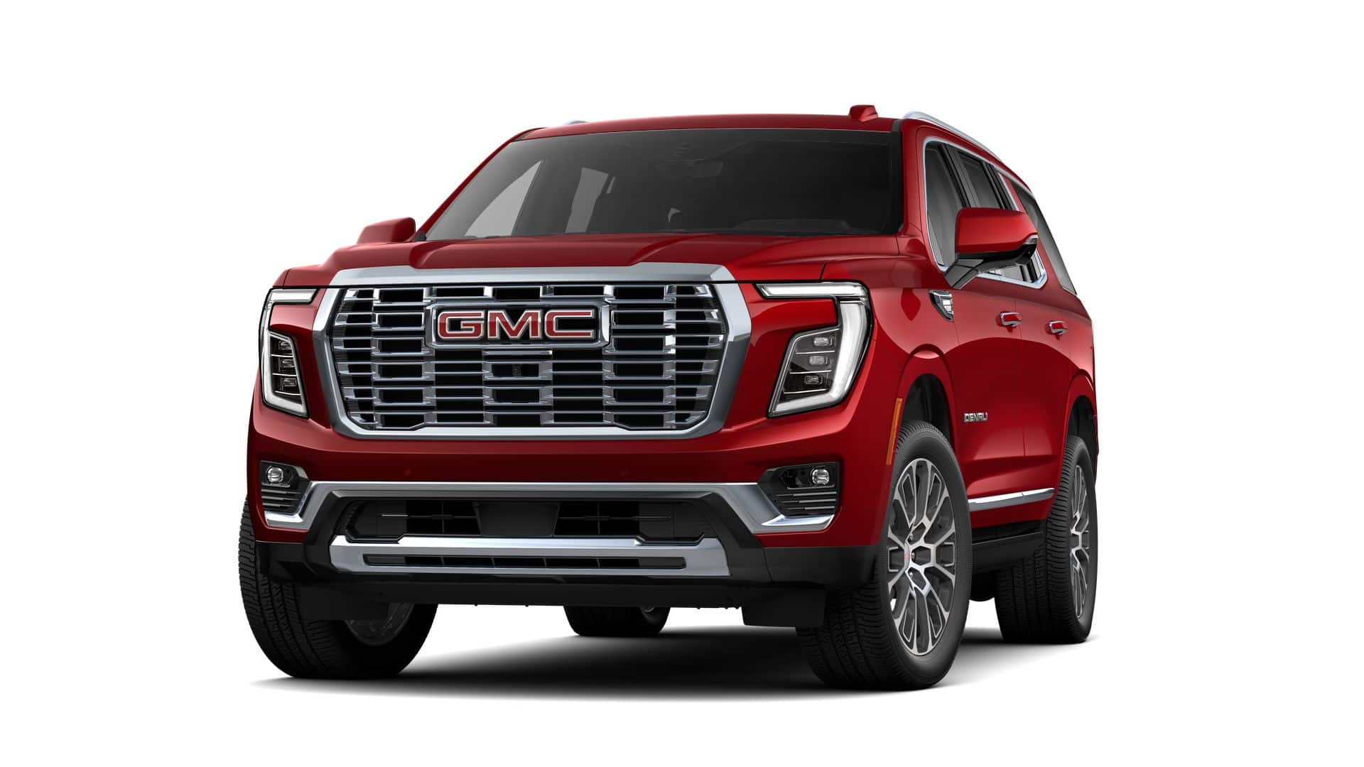 2026 GMC Yukon Denali in Volcanic Red Tintcoat — front three-quarter view